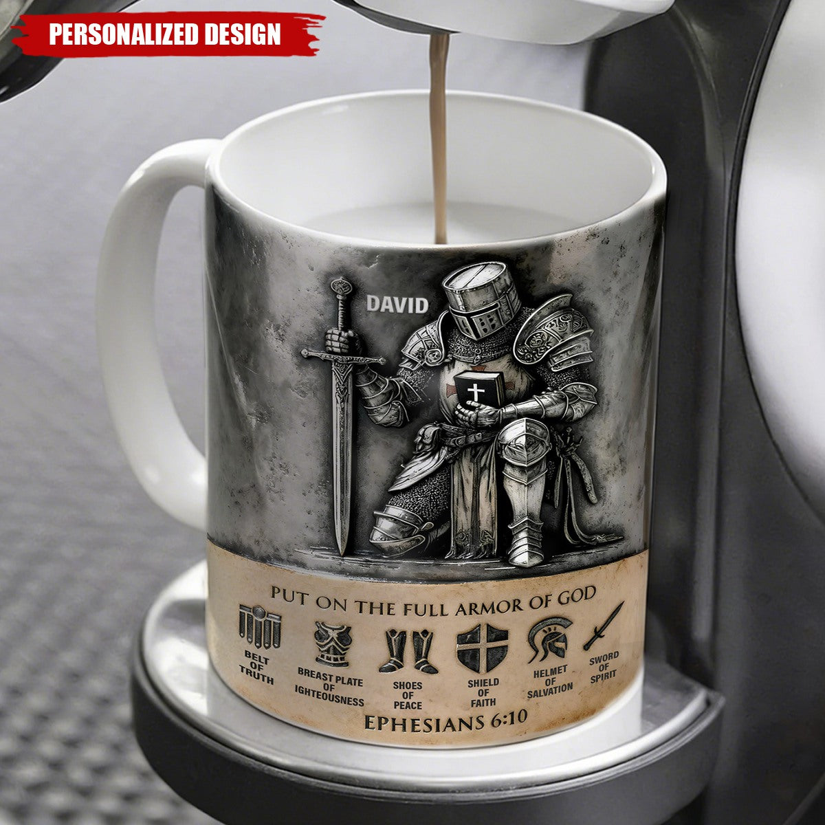 Personalized Full Armor of God Knight Mug – Gift For Christian