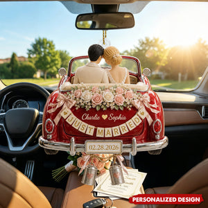 Personalized Just Married Car Ornament Wedding Gift For Newlywed Couples