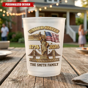 Personalized 250th Anniversary USA Cups - Custom Family Name 4th of July Gift