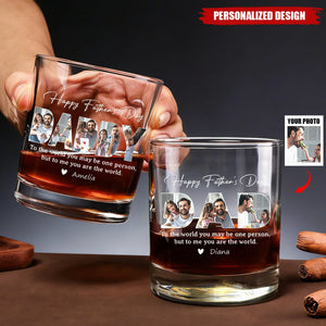 Personalized Photo‑Filled DAD and Sentimental Quote Whiskey Glass -Father's Day Gift