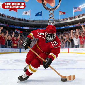 Personalized Ice Hockey Player Keychain — Gifts For Sport Lovers