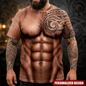 Personalized Optical Illusion Fake Tattoo Costume Muscular Torso T-Shirt