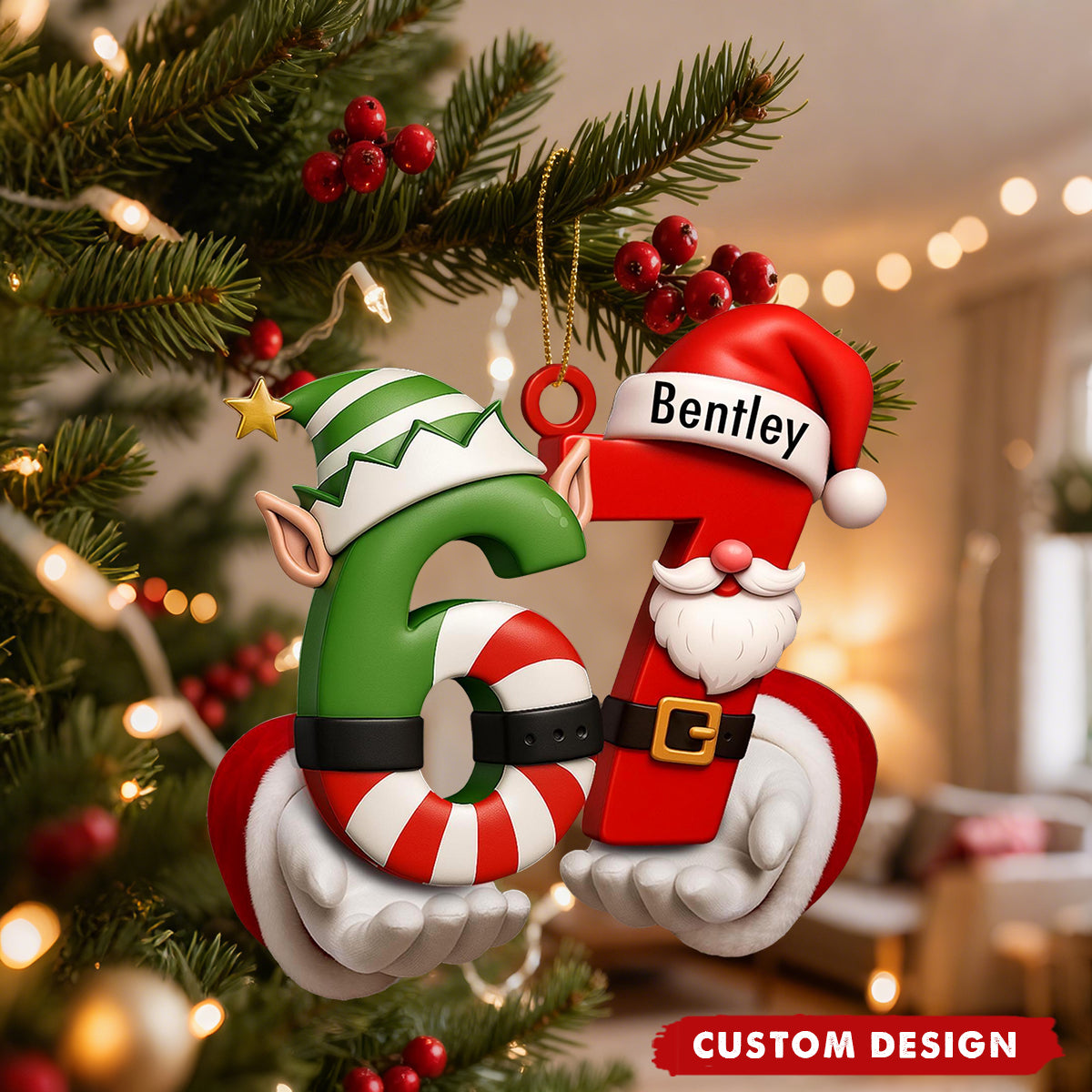 Personalized  Six Seven Christmas Ornament – Custom Name Christmas Gift