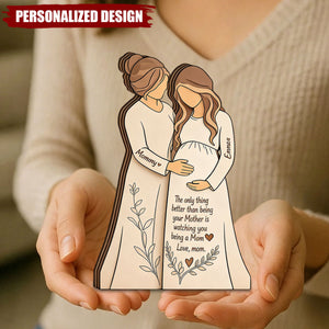 Personalized Mother & Pregnant Daughter Wooden plaque - Custom Names
