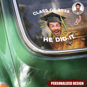 Personalized Funny Face Graduation Decal - 2026 Graduation Gift for Him/Her