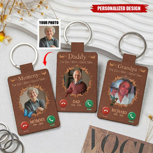 Personalized Memorial Leather Keychain - Custom Photo "The Call I Wish I Could Take" Memorial Gifts