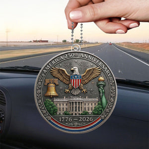 USA 250th Anniversary Car Hanging Ornament – 1776–2026 Patriotic Eagle Rearview Mirror Decor