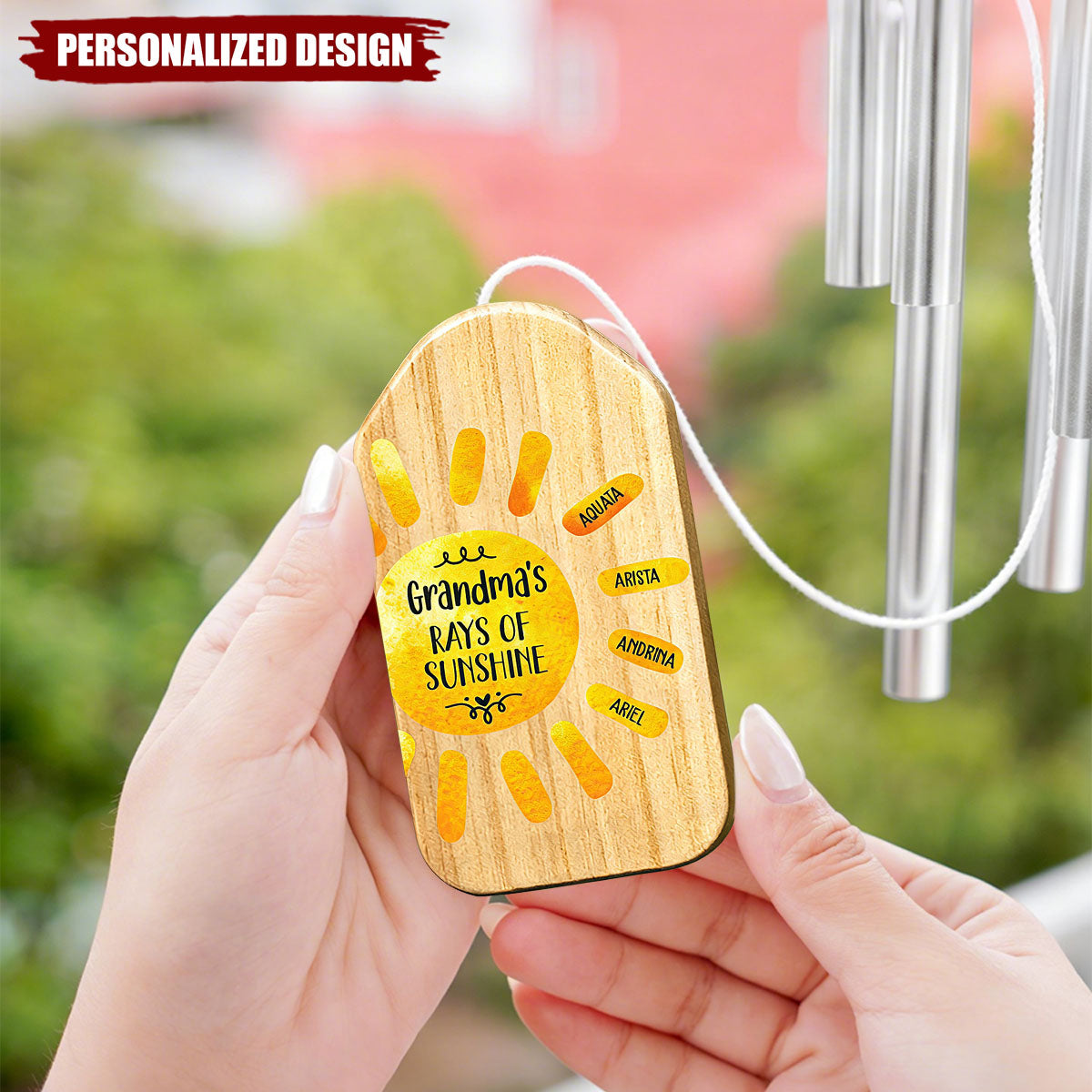 Personalized Grandma's Rays of Sunshine Wind Chime - Grandchildren Names Gift for Grandma
