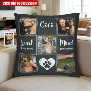 Custom Pet Memorial Photo Pillow – Personalized Dog/Cat Name & Photo Collage Pillow