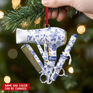Personalized Hairstylist Christmas Ornament – Custom Name & Color