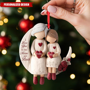 Custom Grandma & Granddaughter Keepsake – Christmas Moon Ornament