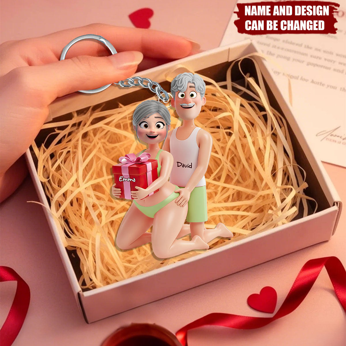 Personalized Cartoon Couple Keychain – Funny Gift for Couples
