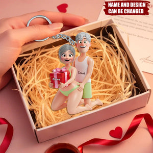 Personalized Cartoon Couple Keychain – Funny Gift for Couples