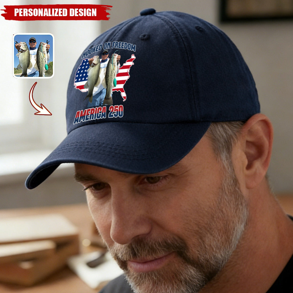 Personalized Photo Hooked On Freedom America 250th Anniversary Hat