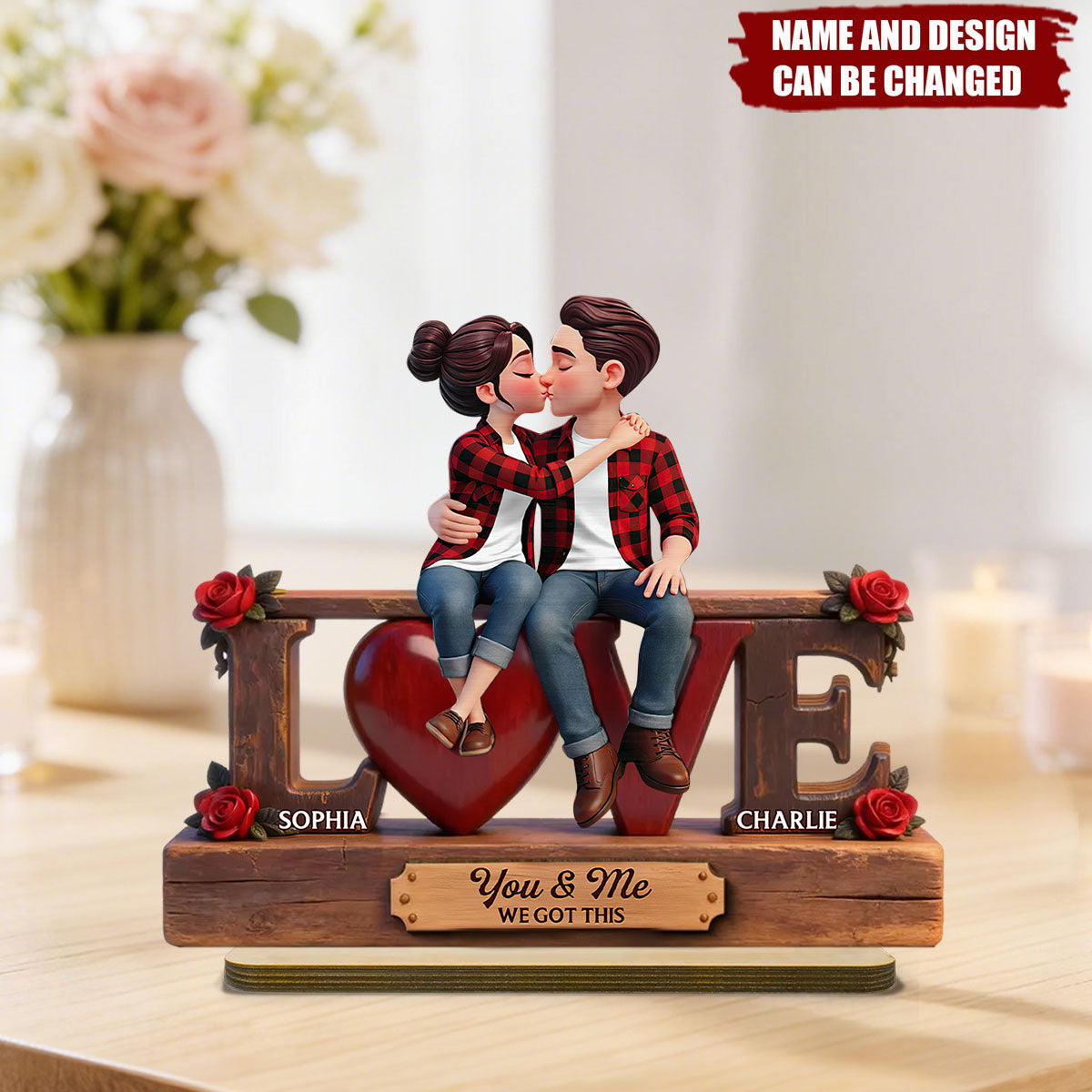 Personalized Couple Wooden Plaque “You & Me” – Custom Romantic Gift for Lovers