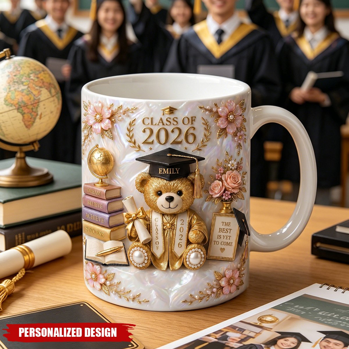 Personalized Class of 2026 Bear Graduation Mug