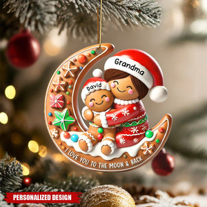 Personalized Gingerbread Moon Grandma and  Grandchild Christmas Acrylic Ornament