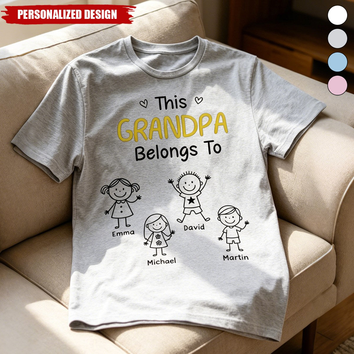 Personalized Figure Stick‑Figure Family T‑Shirt - Custom Children Names Gift for Father
