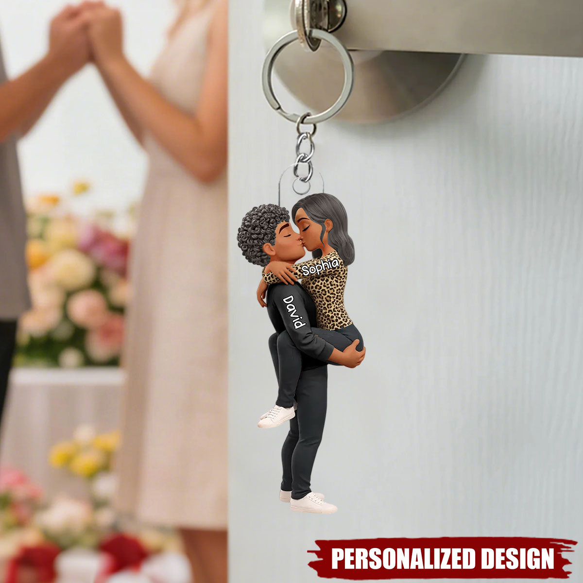 Personalized Couple Kissing Keychain – Romantic Gift for Him/Her
