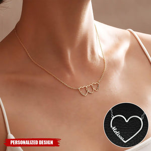 Personalized Interlocking Heart Name Necklace - A Holiday Gift for Friends And Family