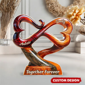 Personalized Infinity Heart Couple Ornament – 'Together Forever' Custom Name Home Decor
