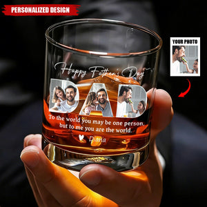 Personalized Photo‑Filled DAD and Sentimental Quote Whiskey Glass -Father's Day Gift