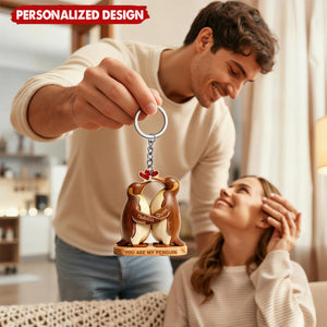 Personalized Penguin Couple  Keychain – Custom Names Gift for Couples