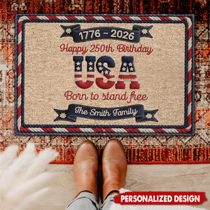 Personalized USA 250th Birthday Door Mat - Custom Family Surname
