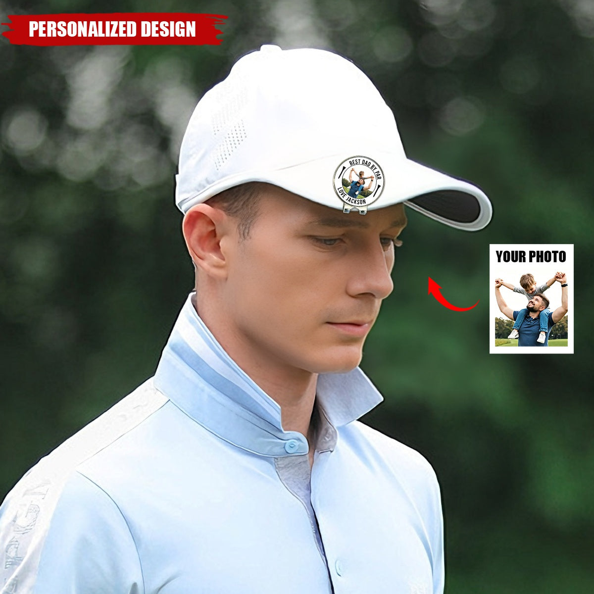 Personalized Family Photo Golf Ball Marker Hat Clip - Father’s Day Gift for Golf‑Loving