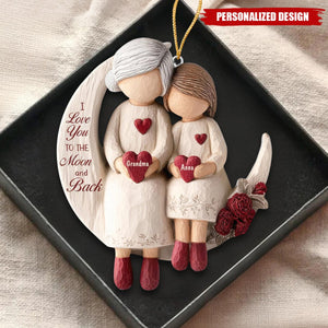 Custom Grandma & Granddaughter Keepsake – Christmas Moon Ornament