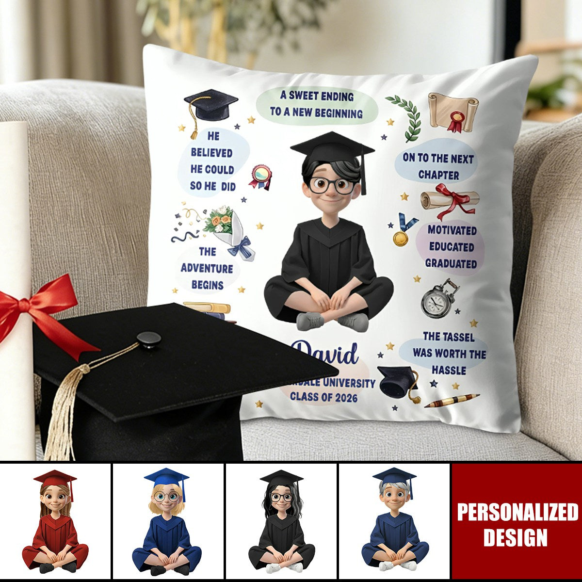 Personalized Class of 2026 Graduation Pillow - Gift For Graduates