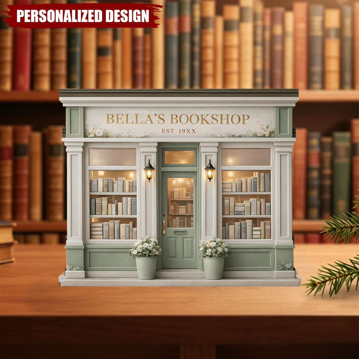 Personalized Bookshop Wooden Plaque - Custom Book Lover Keepsake Decor