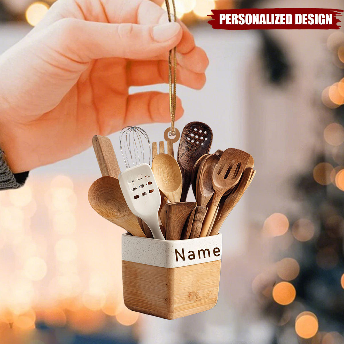 Personalized Kitchen Utensil Ornament – Custom Name Chef Gift