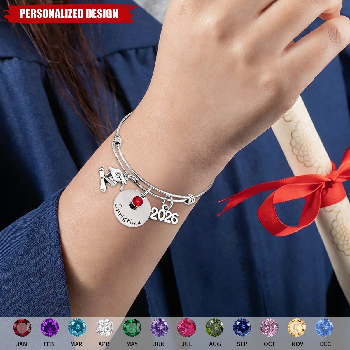 Personalized 2026 Graduation Bracelet - Class of 2026 Gift for Graduate