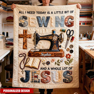 Personalized Jesus And Sewing Blanket - Gifts For Christians