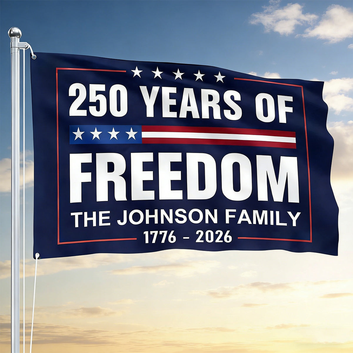 250 Years of Freedom Custom Family Flag – 1776-2026 Bicentennial Tribute