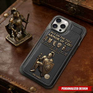 Personalized "Full Armor of God" Leather Wallet Phone Case – Custom Christian Gift