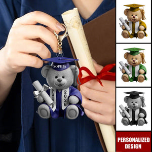 Personalized Graduation Bear Keychain - Graduation Gift For Family Members, Siblings
