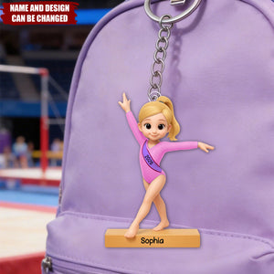 Personalized Gymnast Keychain – Custom Name Gymnast Gift For girls