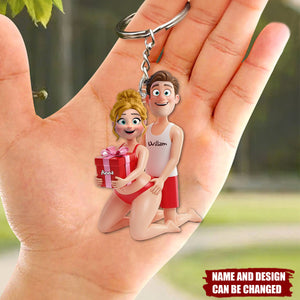 Personalized Cartoon Couple Keychain – Funny Gift for Couples