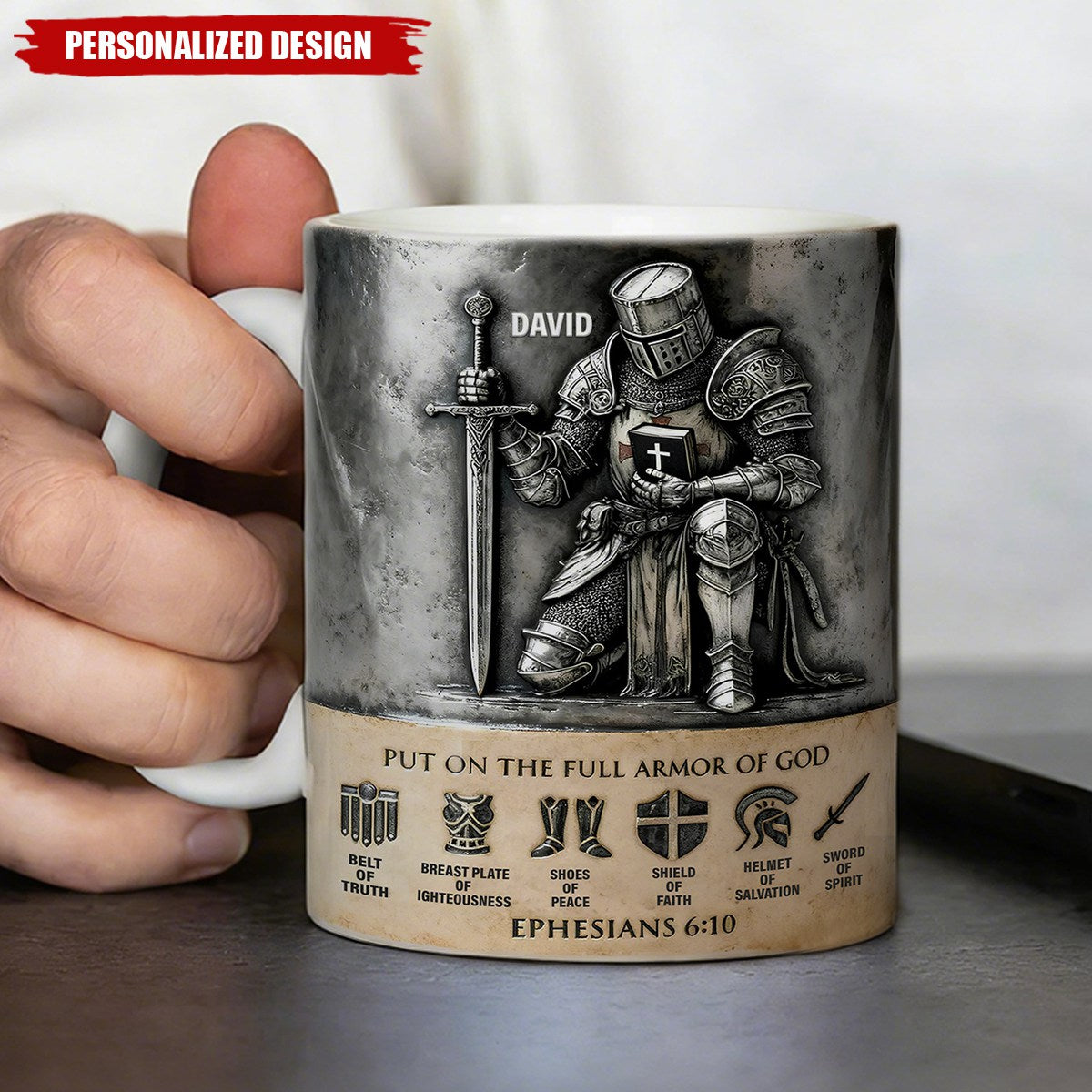 Personalized Full Armor of God Knight Mug – Gift For Christian