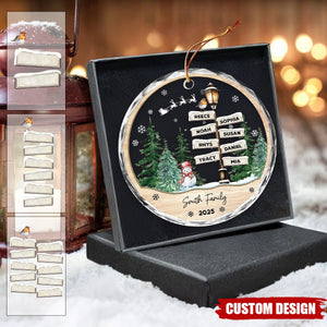 Personalized Family Name Street Sign Glass Christmas Ornament – Custom 2025 Holiday Keepsake