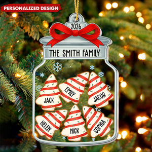 Personalized Family Name Christmas Cookie Jar Acrylic Ornament