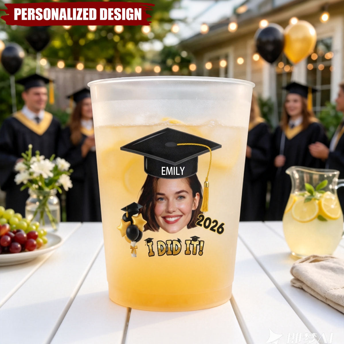 Custom Face Graduation Party Cups - Unique Gift For Grads