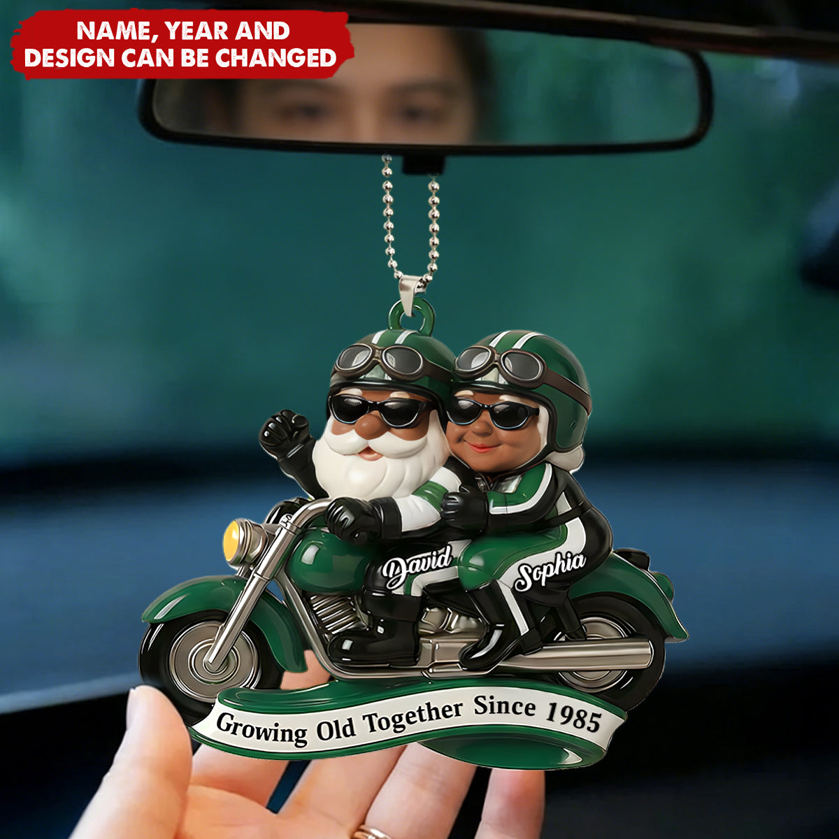 Personalized Couple Car Ornament - Customize Name and Year