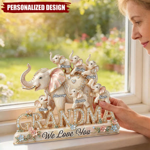 Personalized Mommy Elephant Family Ornament - Gifts For Mom, Grandma