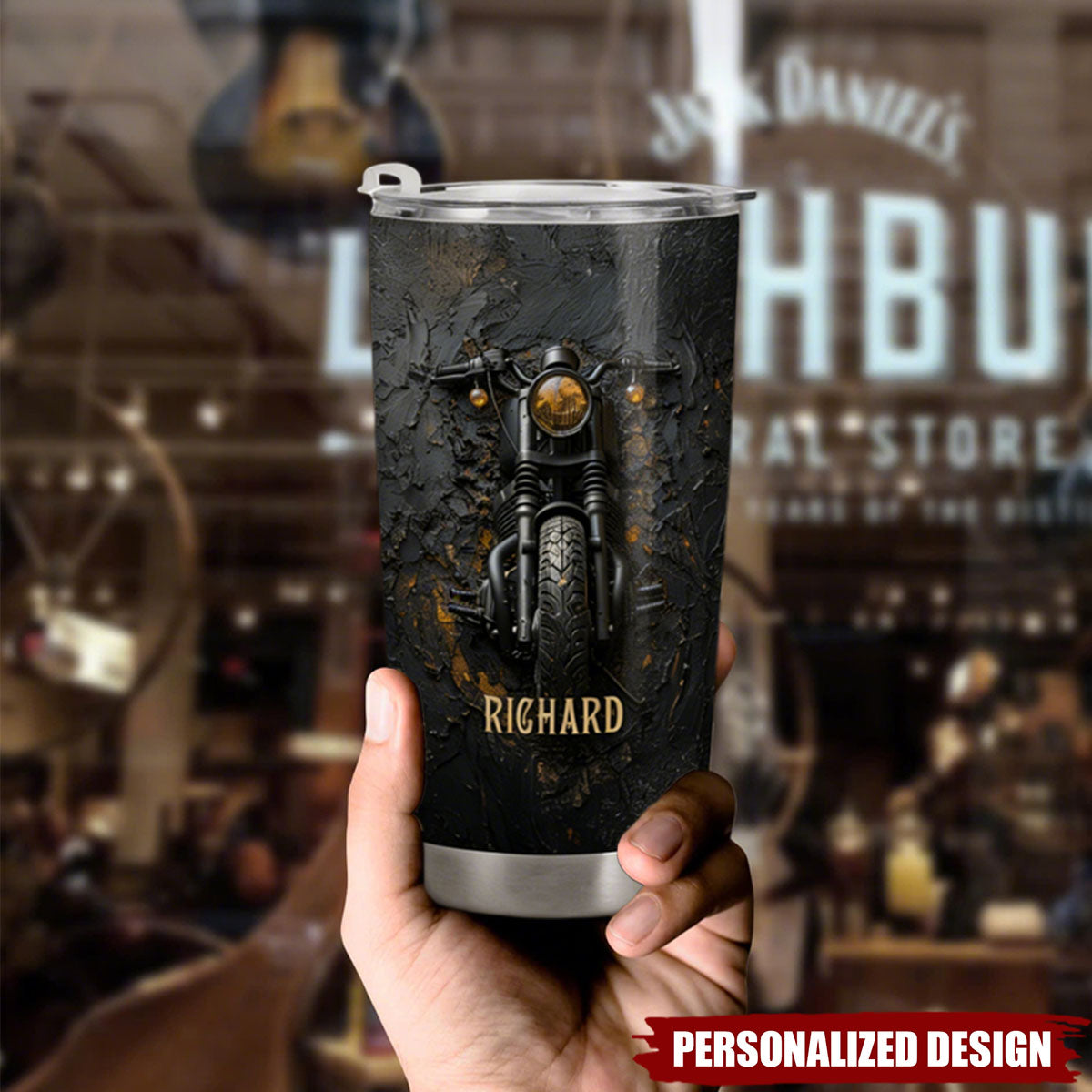 Personalized Motorcycle Tumbler - Custom Name Gift for Bikers