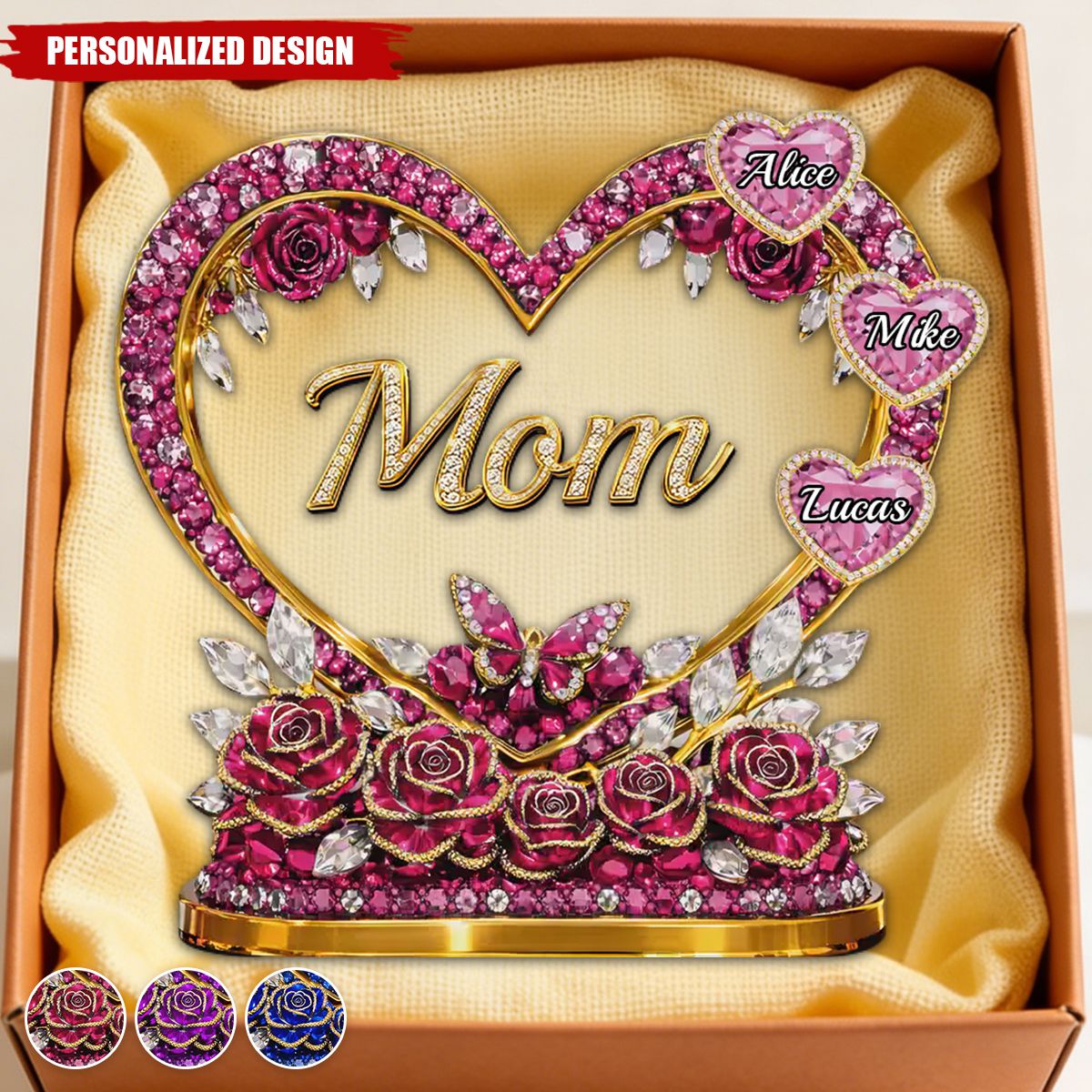 Personalized Heart Acrylic Plaque with Custom Family Names-Gift For Mom & Grandma