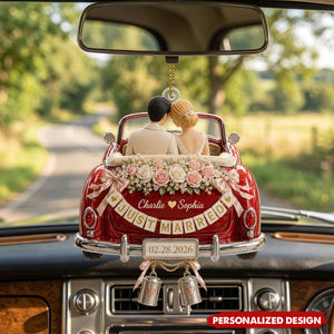 Personalized Just Married Car Ornament Wedding Gift For Newlywed Couples