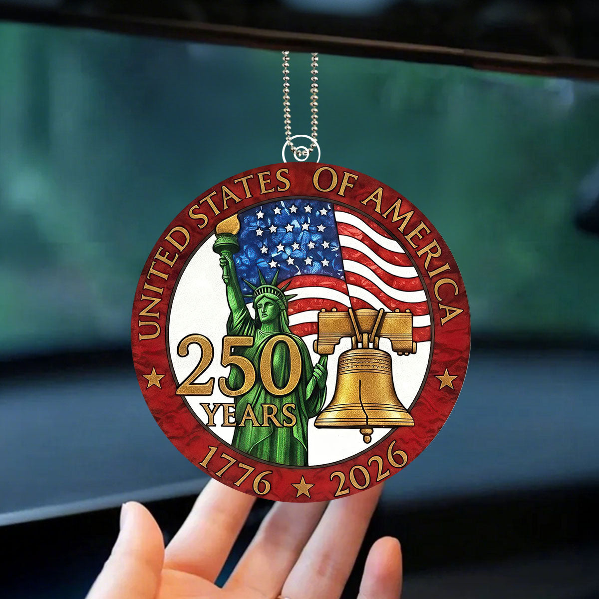 USA 250th Anniversary Car Hanging Ornament – 1776–2026 Patriotic Eagle Rearview Mirror Decor